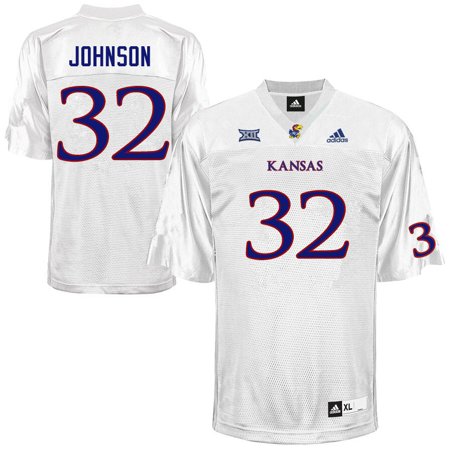 Men #32 Terrence Johnson Kansas Jayhawks College Football Jerseys Sale-White
